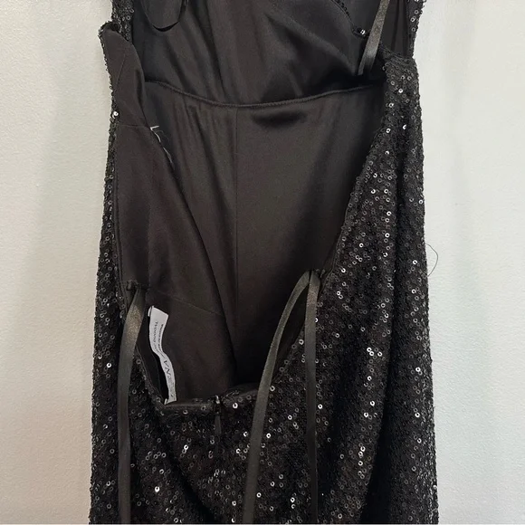 Mac Duggal 26691 Sequin V Neck Cut Out JumpsuitWomen Black Wedding Cocktail 12